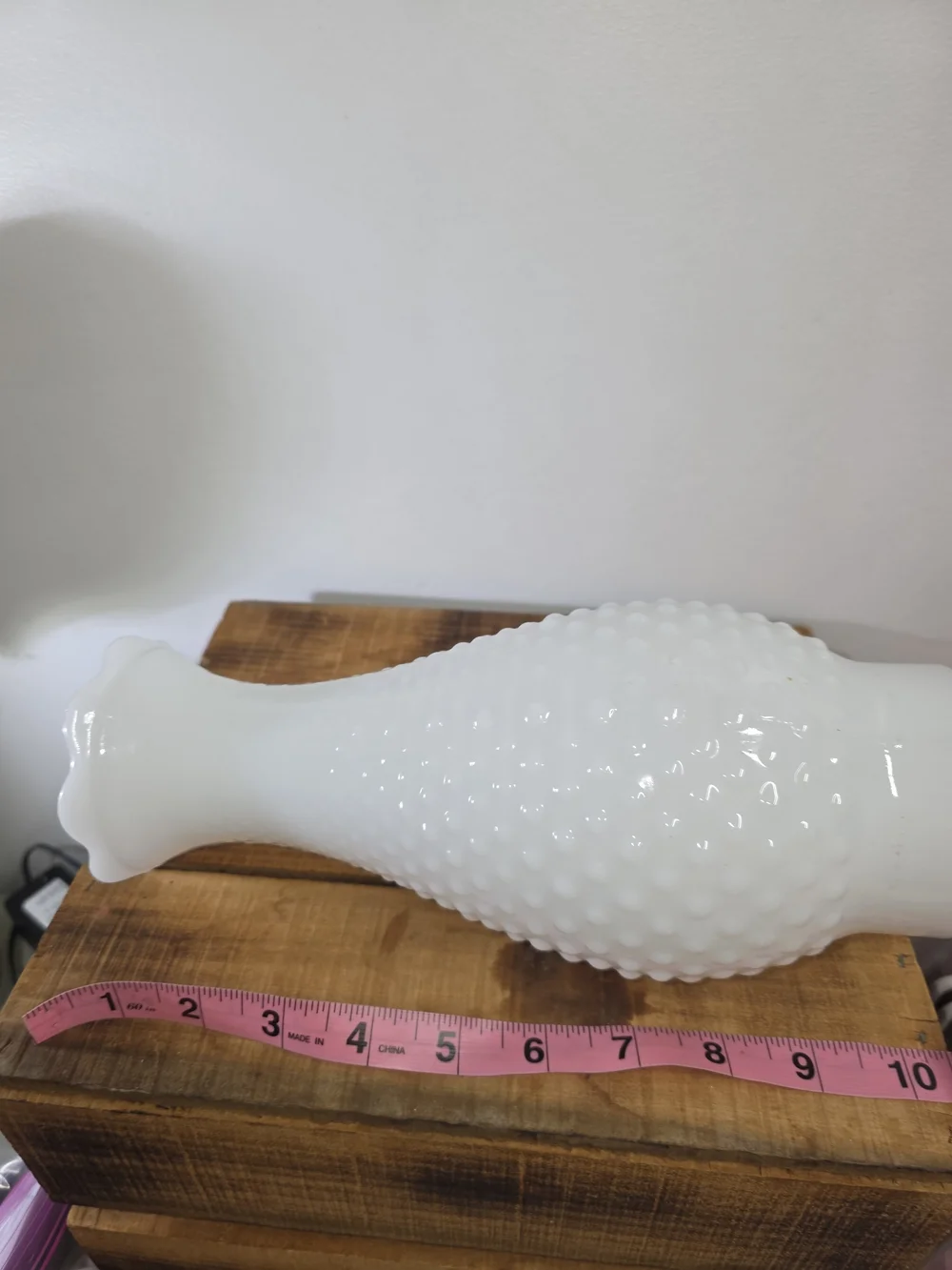 White Hobnail Milk Glass Ruffle Top Oil Lamp Shade